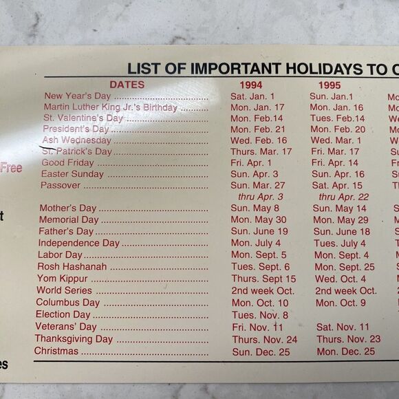 Sams Town Gold River Hotel Gambling Hall Casino Souvenir 1995 Calendar & Matches - Picture 3 of 13